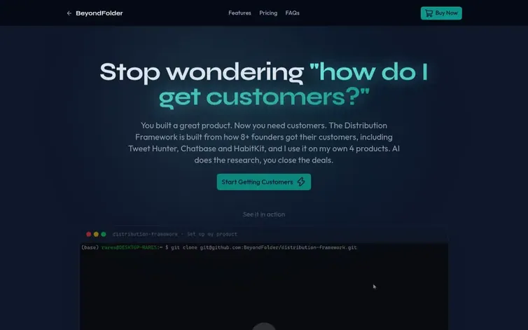 Screenshot of the Distribution Framework homepage