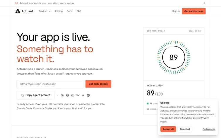 Screenshot of the Actuant homepage