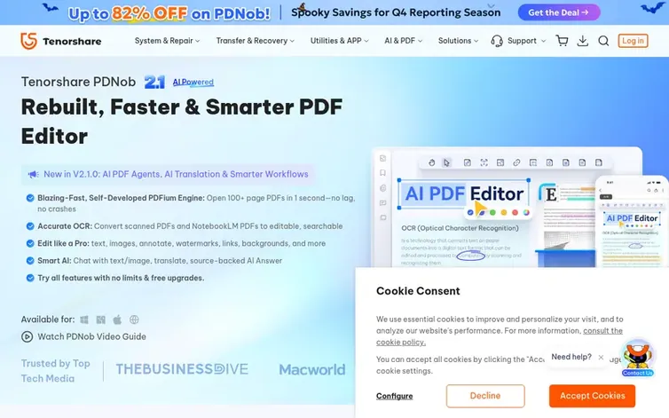 Screenshot of the PDNob homepage
