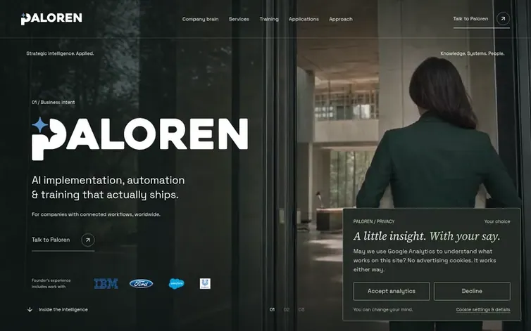 Screenshot of the Paloren homepage