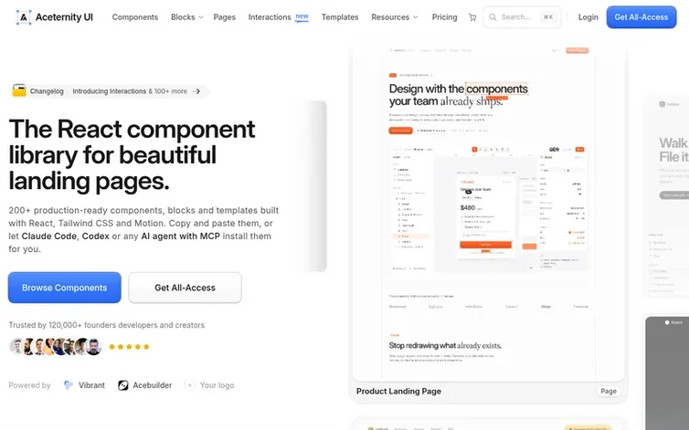 Screenshot of the Aceternity UI homepage