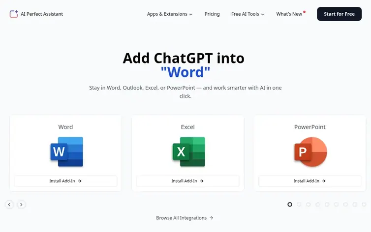 Screenshot of the AI Perfect Assistant homepage
