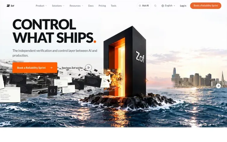 Screenshot of the Zof homepage