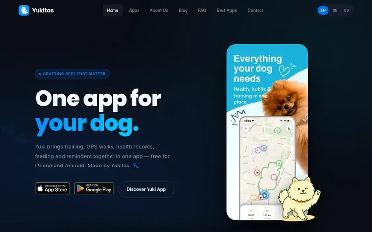 Screenshot of the Yukitas homepage