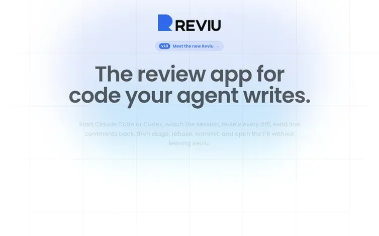 Screenshot of the Reviu homepage