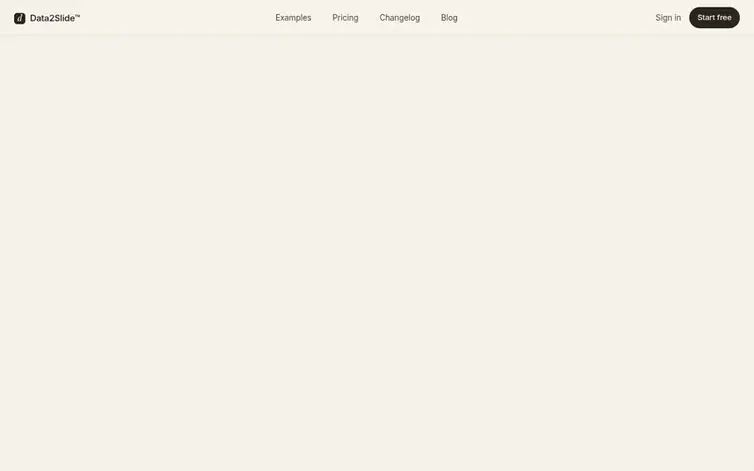 Screenshot of the Data2Slide™ homepage