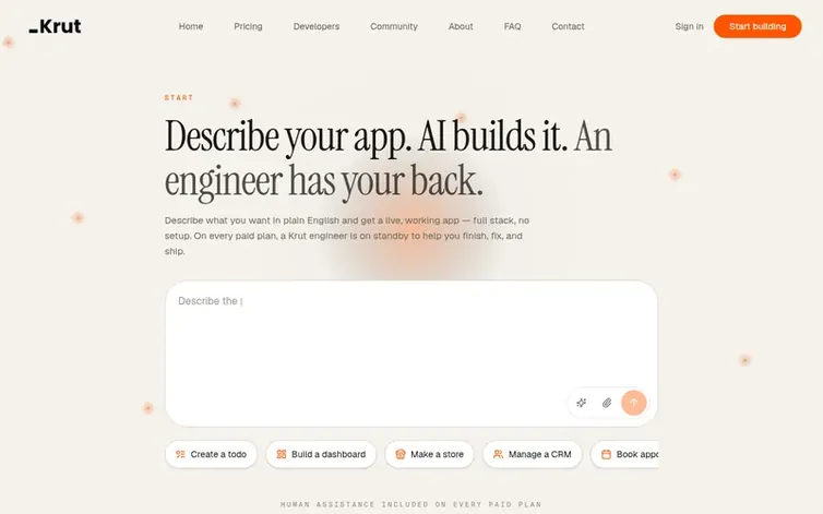 Screenshot of the Krut AI homepage
