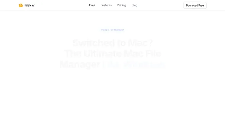 Screenshot of the FileNav homepage