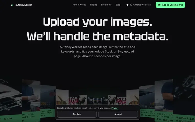 Screenshot of the AutoKeyWorder homepage