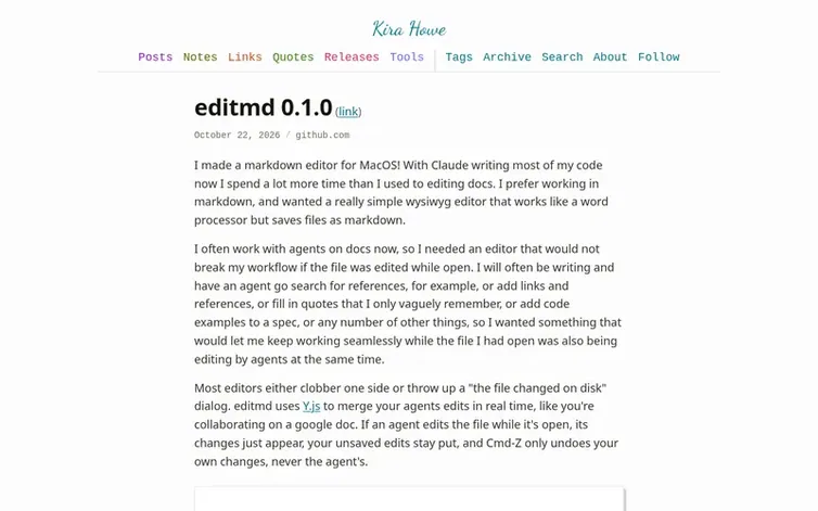 Screenshot of the editmd homepage
