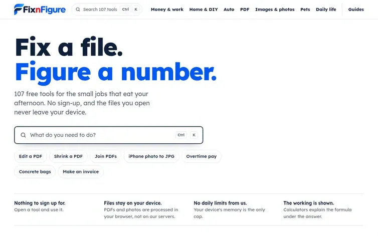 Screenshot of the FixnFigure homepage