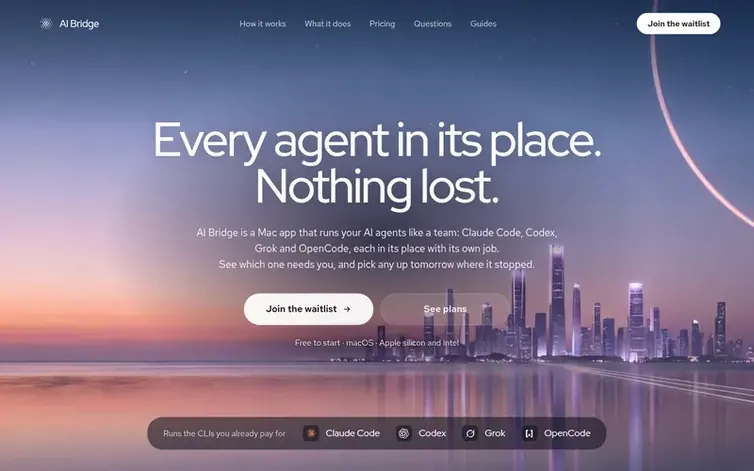 Screenshot of the AI Bridge homepage