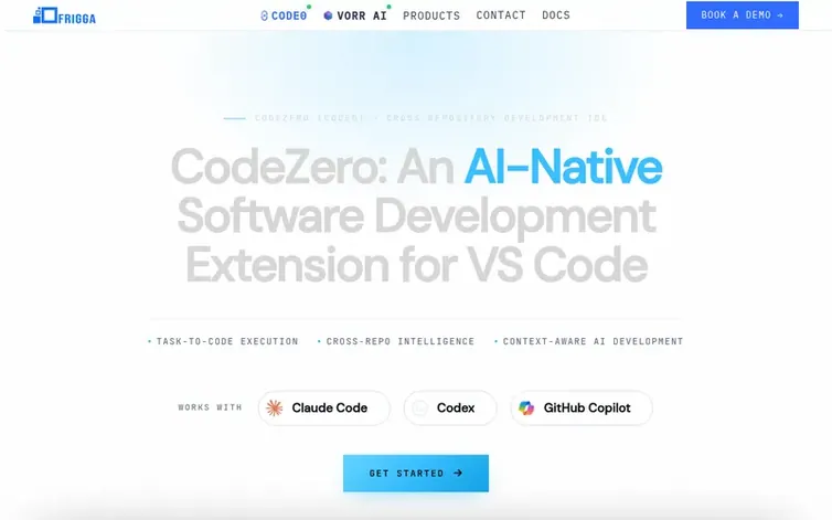 Screenshot of the CodeZero homepage