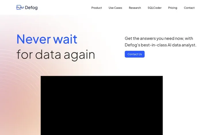 Screenshot of the Defog homepage