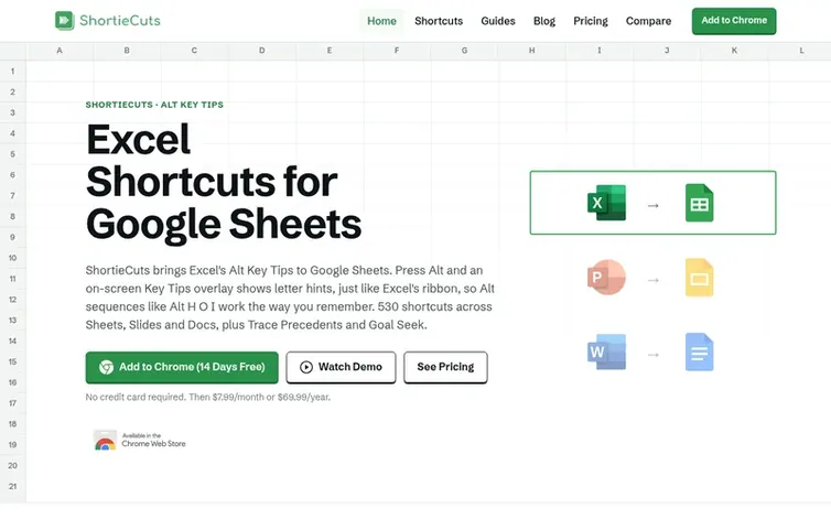 Screenshot of the ShortieCuts homepage
