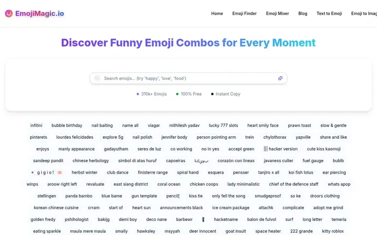 Screenshot of the EmojiMagic.io homepage