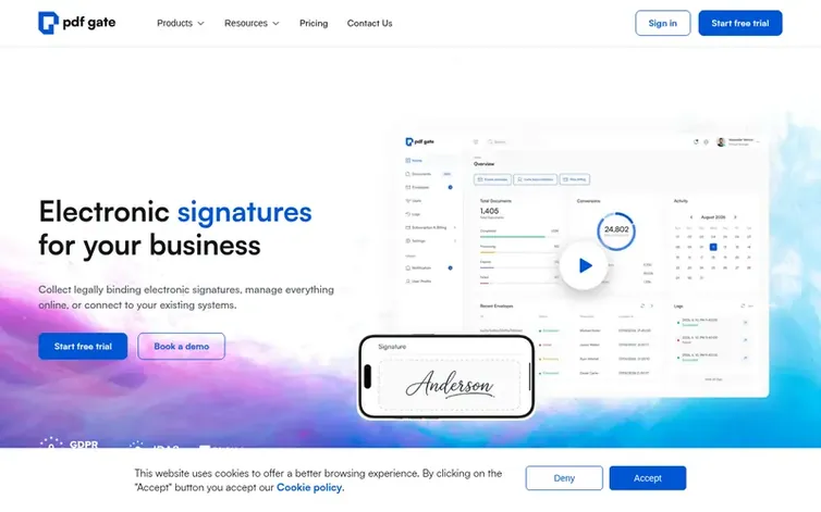 Screenshot of the PDFGate homepage
