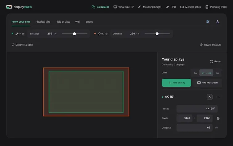 Screenshot of the DisplayMath homepage
