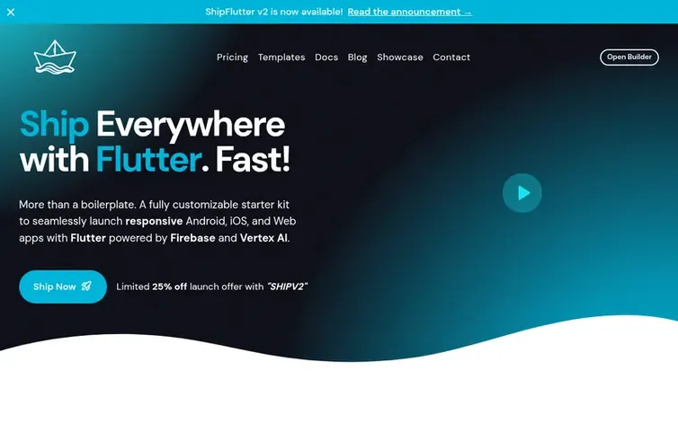 Screenshot of the ShipFlutter homepage