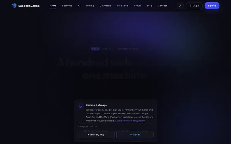 Screenshot of the BasaltLabs homepage