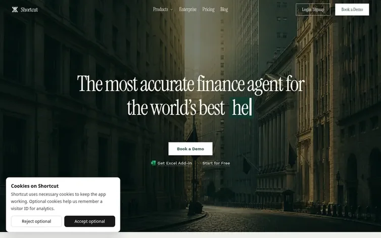 Screenshot of the Shortcut homepage