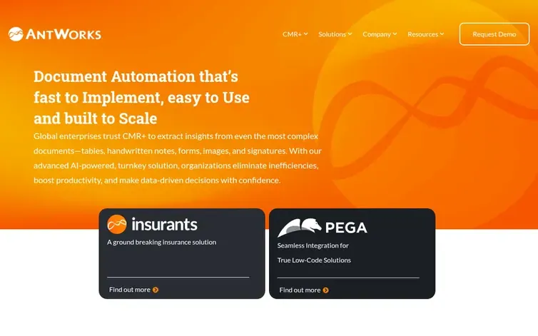 Screenshot of the AntWorks™ homepage