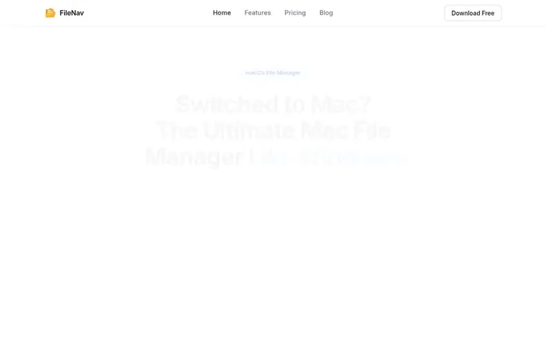 Screenshot of the FileNav homepage