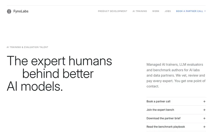 Screenshot of the FynoLabs homepage
