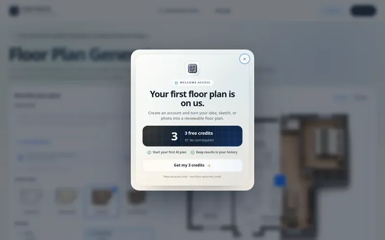 Screenshot of the Floor Plan AI homepage